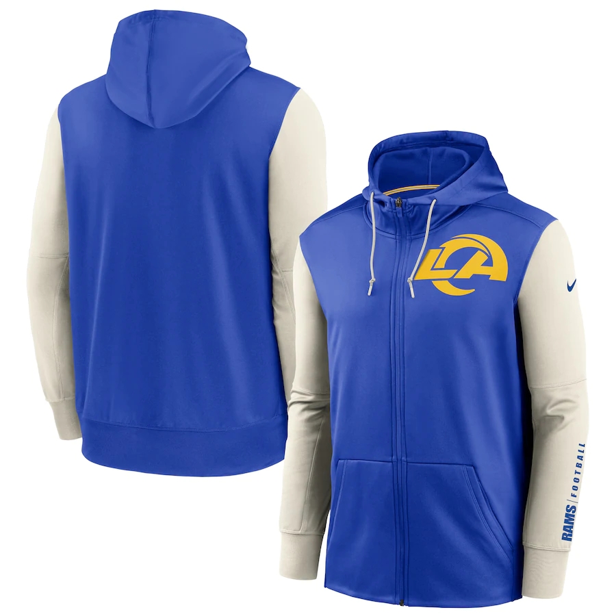 NFL Nike Los Angeles Rams Royal Bone Fan Gear Mascot Performance FullZip Hoodie->los angeles rams->NFL Jersey